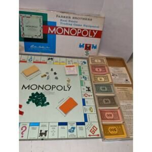 Vintage 1961 Monopoly Board Game Parker Brothers Complete Old School Cannon